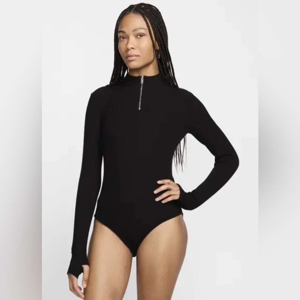 New Nike | Every Stitch Conside Knit Bodysuit Black Women's Sz L Fd6483-010